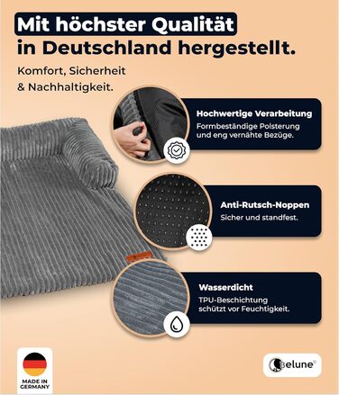 Диванчик для собак Belune Deluxe - миючий, плюшевий, для собак маленьких та середніх порід (темно-сірий, S - 80x78 см)