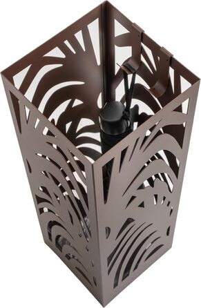 Металевий підставка для парасоль під сучасний дизайн для дому та офісу, квадратна, з 2 гачками та знімними піддонами для води, 15,5x15,5x49см, колір: іржаво-коричневий