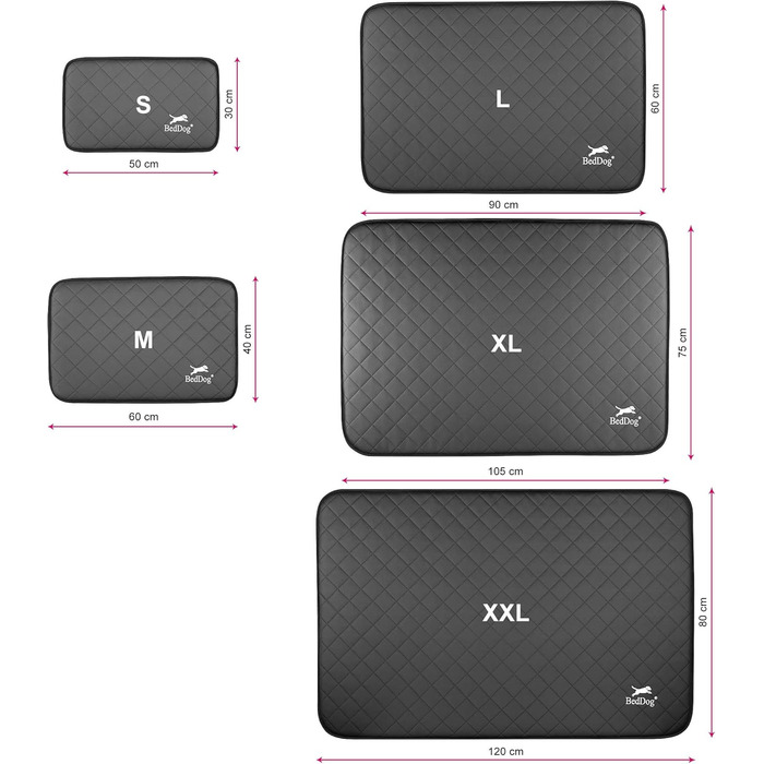 Килимок для собак BedDog® Nelly - м'який лежак для тварин з штучної шкіри, 90x60 см, пісочний/кремовий, SALAMANCA (антрацит)