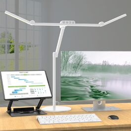 LED лампа настільна 72 см з регулюванням яскравості, денне світло, поворотна, для офісу та дому, автоматична лампа для роботи та малювання, білий колір