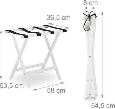 Relaxdays Folding Suit Stand, Bamboo, for Suitcases and Travel Luggage, Luggage Rack, HxWxD: 53.5 x 58 x 36.5 cm, white