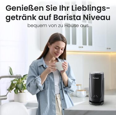 Електричний піноутворювач для молока Pro Breeze - для кави, капучино, какао. Чорний колір, антипригарне покриття