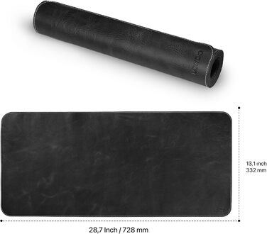 Мишка Londo Echtleder – великий килимок для миші зі шкіри, чорний. Килимок для столу з антиковзким покриттям