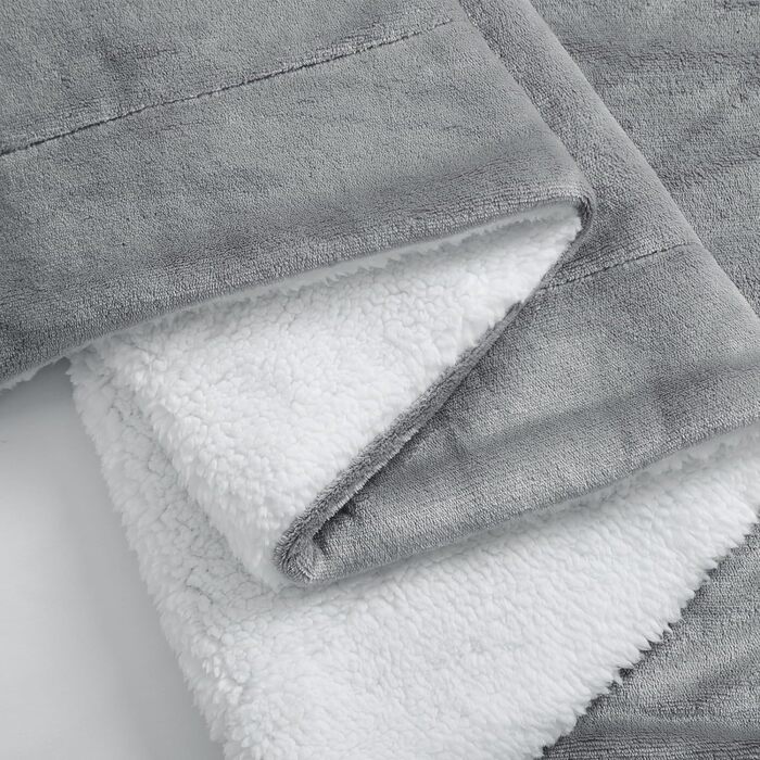 Aisbo Тепла плед для дому, фланелевий, сірий, 150x200 см, Sherpa Fleece, XL, м'який та затишний