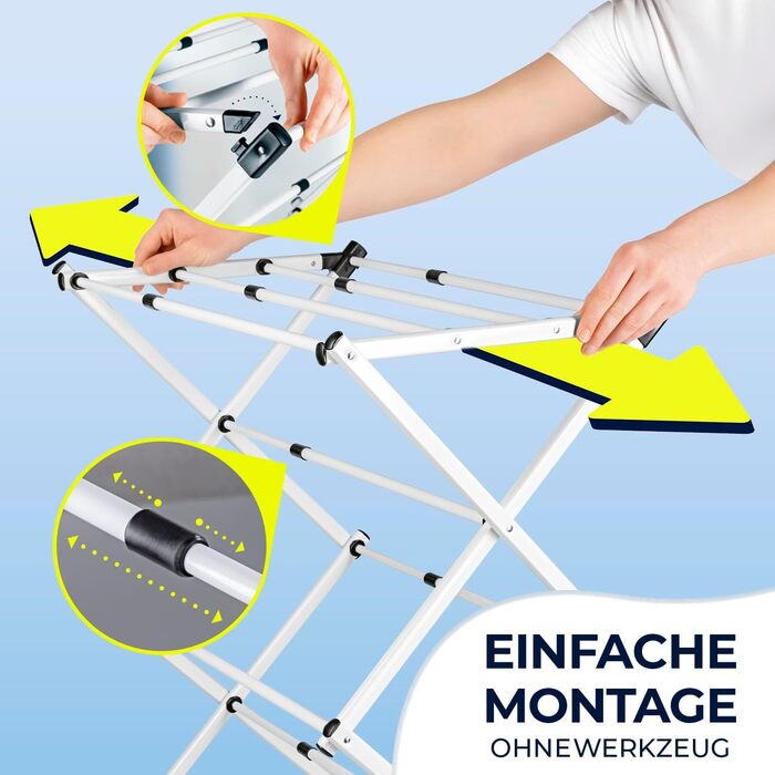 Сушарка для білизни EASYmaxx Wandwäschetrockner 400 - настінна, розтягувана, 80x40x10.5 см, 4 м довжини сушіння. Підходить для внутрішнього та зовнішнього використання.