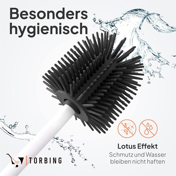 Торбінг - щітка для унітазу з нержавіючої сталі та силікону, елегантний дизайн, щітка для туалету з ефектом лотоса (Pearl White Matt)