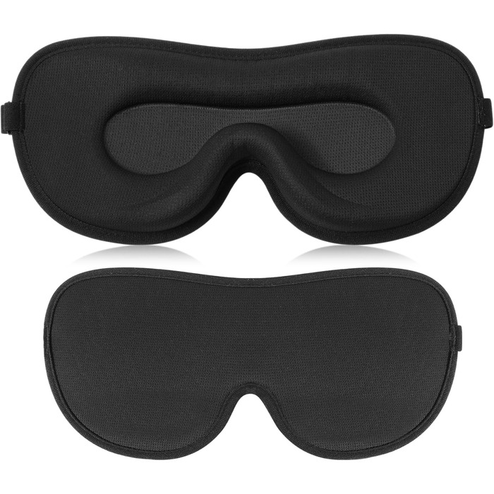 Маска для сну Boniesun для тих, хто спить на боці, з повітряними кишенями, блокує світло, регульована, м'яка та дихаюча, чорна