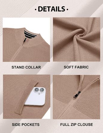 Чоловічий в'язаний кардиган на блискавці COOFANDY, білий, розмір 3XL