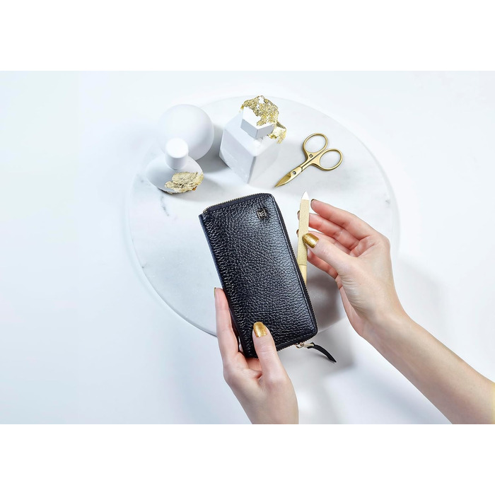 Набір для манікюру ZWILLING Gold Edition (5 предметів, чорне шкіряне е туї, догляд за руками та ногами, дорожній набір, з ножицями для нігтів та кусачками), Преміум