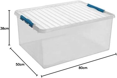 Sunware Q-Line Box - 120 Liter - 80 x 50 x 38cm - transparent/blue