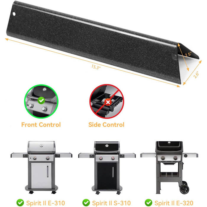 Ароматизуючі пластини Flavorizer Bars для гриля Weber Spirit E-310/E-320/E-330 (2013-сьогодення), Spirit II E-310/S-310, 38,9 см, порцелянова емаль, захисний теплозахист, запасна частина