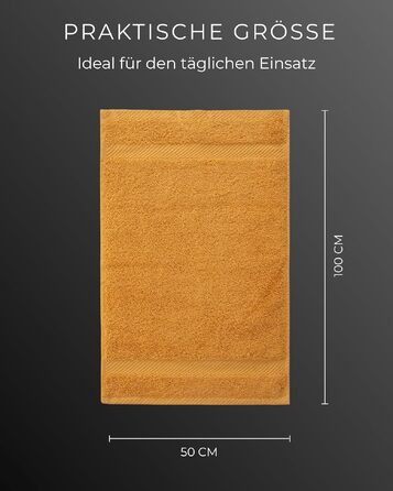 Набір махрових рушників 50x100 см, 10 шт, 100% бавовна, 600 г/м², Oeko-TEX, золотий колір