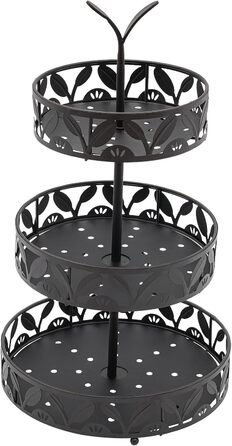 Багатоярусна підставка для фруктів Susoso, 3 яруси, чорна, 28.5x46.5 см