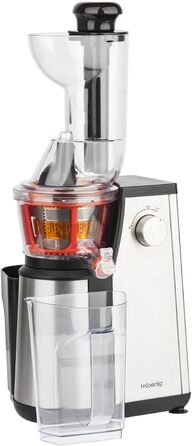 Вертикальний соковичавник H.Koenig Vitamin + BPA-free, 82 мм, 3 сита, сорбет, 400 Вт, сріблястий (GSX18)