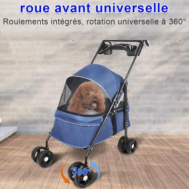 Візок для собак Homewell 2в1: візок-будка, сумка-переноска з тримачами для напоїв, складаний, з гальмом, візок-джаггер для домашніх тварин, 50 x 70 x 99 см (блакитний)