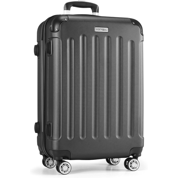 Чемодани Merish: 3-кільний набір валіз на коліщатках з жорстким корпусом у 9 кольорах (чорний, антрацитовий, L)