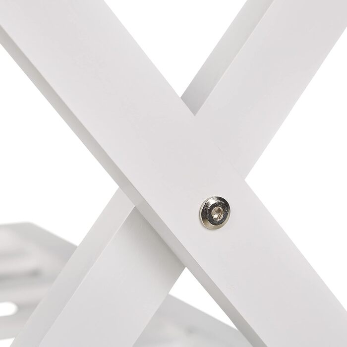 Relaxdays Folding Suit Stand, Suit Stool Wood, HBT: 54.5 x 66 x 44.5 cm, 2 Shelves, Suit Storage Hotel, white, 10029975_49