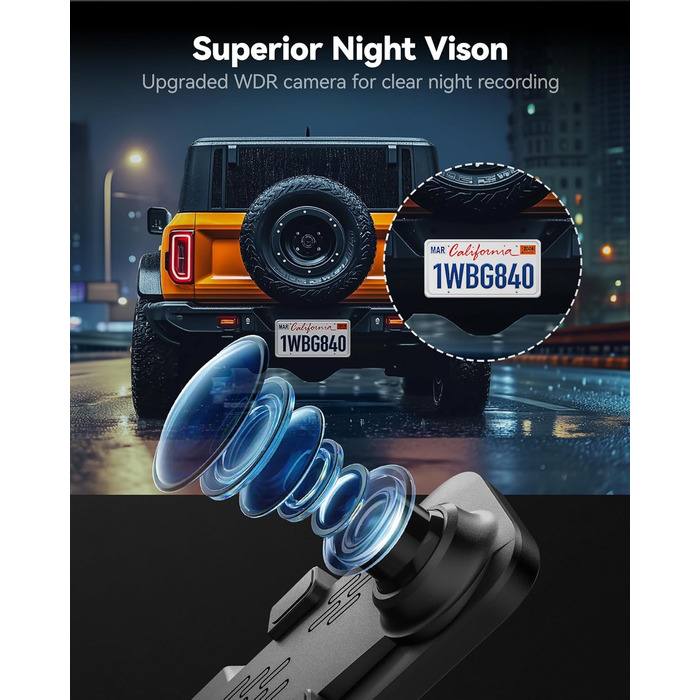 WOLFBOX Dashcam G840S 4K: Дзеркало-відеореєстратор з камерою заднього виду, WiFi, IPS-екран, GPS, 32GB, G-сенсор, Park Mode