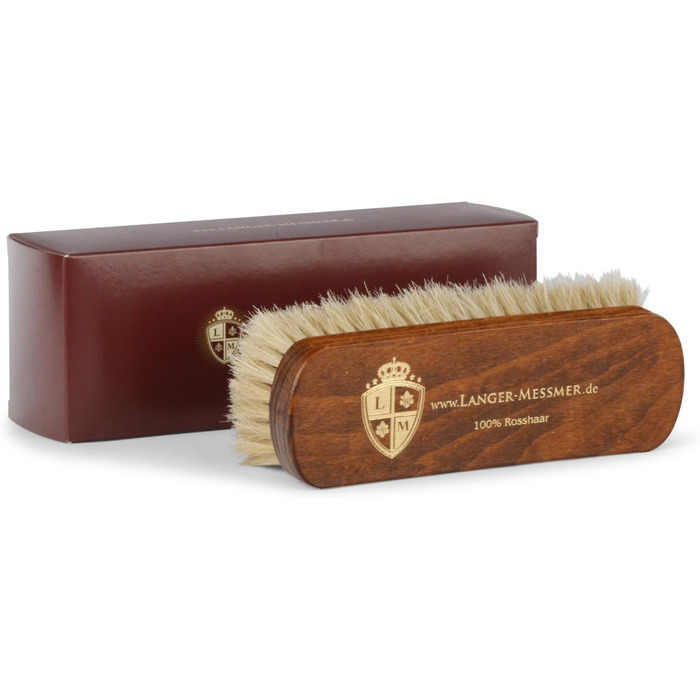 Langer & Messmer shoe brush made of fine horsehair for effectively polishing your shoes - The polishing brush for professional shoe care - Available individually or in a 2-pack