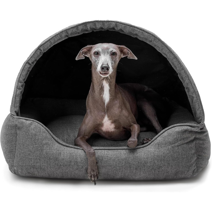 Ліжко для собак Inari: хатинка-ліжко з дахом, 82x58 см, графіт