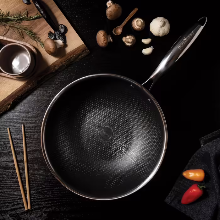 ROSMARINO HexaPro 3.0 28 cm Stainless Steel Frying Pan - High-quality non-stick coating, oven-safe - Ideal for versatile cooking (Pan, 24cm)