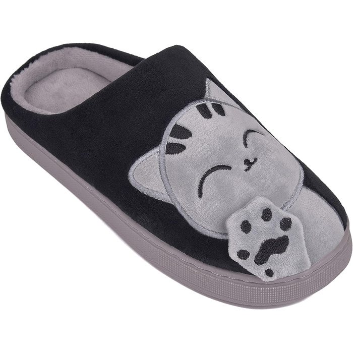 JACKSHIBO Зимові плюшеві тапочки для дому - жіночі та чоловічі. Теплі, зручні, чорні, 40/41 EU