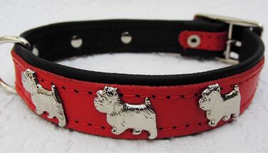 Льорочок для собак Westie, шкіряний, обхват шиї 30-36 см, червоний, новий