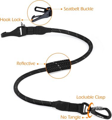 Автомобільний поводок-пояс для собак PetBonus: безпечний та надійний, для малих, середніх та великих собак (чорний)