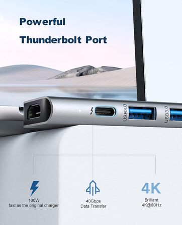 Док-станція USB C для MacBook та Windows, 3 монітори, Ethernet, 2 HDMI, VGA, PD3.0, SD/TF, 4 USB порти (UCN3317)