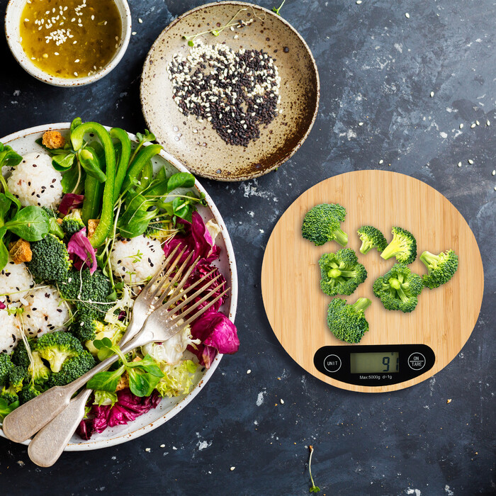 Relaxdays Digital Kitchen Scale with Bamboo