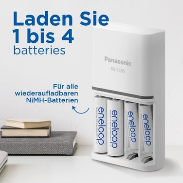 Зарядний пристрій Panasonic Eneloop SmartPlus для AA/AAA Ni-MH акумуляторів + 4x AA акумулятори Eneloop (покращена ємність)