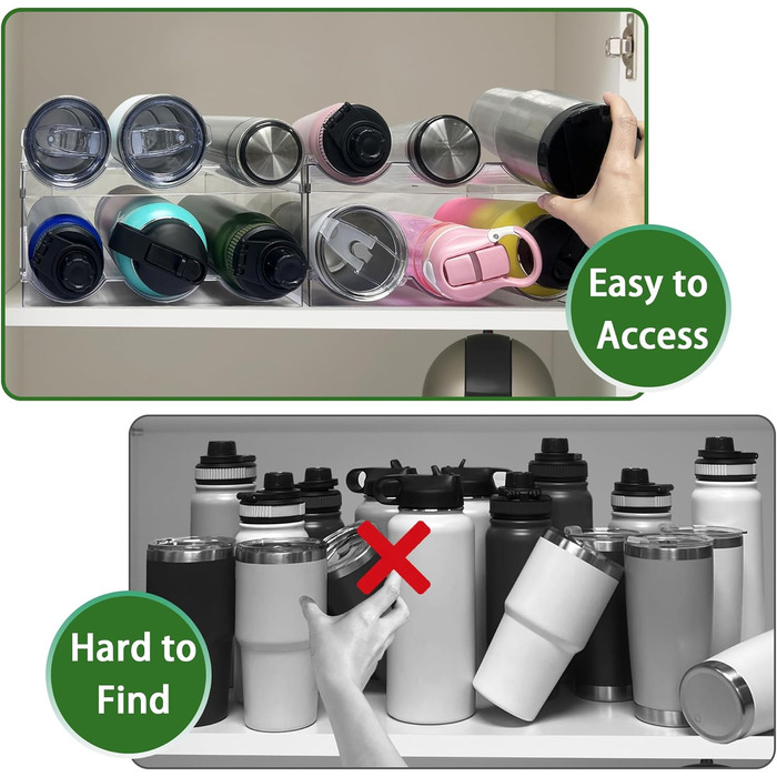 4-Piece Stackable Bottle Rack, Plastic Bottle Holder for Refrigerator, Cabinet, Kitchen Organizer Storage & Organization, Wine Bottle Storage for Kitchen Cabinet (6-Bottle)