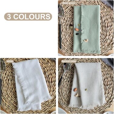 Aiuuee 12-Piece Cloth Napkins 45x45cm, Cotton Napkins with Fringe, Washable Fabric Napkins for Tablecloths for Wedding Family Meals Parties Birthday and Table Decoration (Beige)