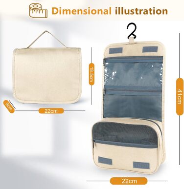 AiQInu Сумка для туалетних речей з гачком, дорожня косметичка-органайзер, унісекс, розкладний, для подорожей, блакитний (жовтий)