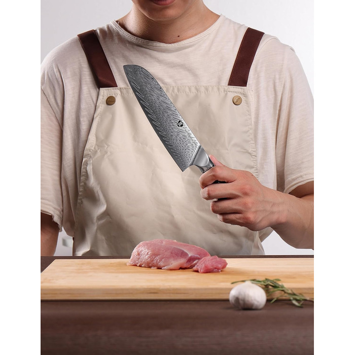 Ніж кухонний професійний Santoku WILDMOK 17 см, VG10 дамаська сталь, ергономічна рукоятка, для дому та ресторану