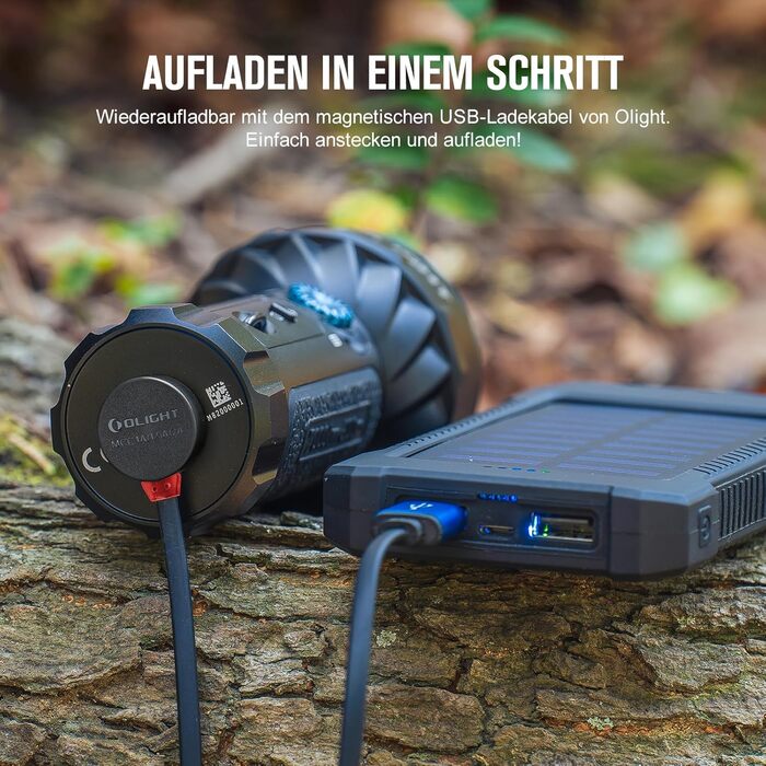 OLIGHT Marauder Mini LED ліхтар Super Hell 7000 Lumen, 600 метрів, перезарядна модель з прожектором та світловим потоком, 3 кольори LED з датчиком відстані, для активного відпочинку (чорний)