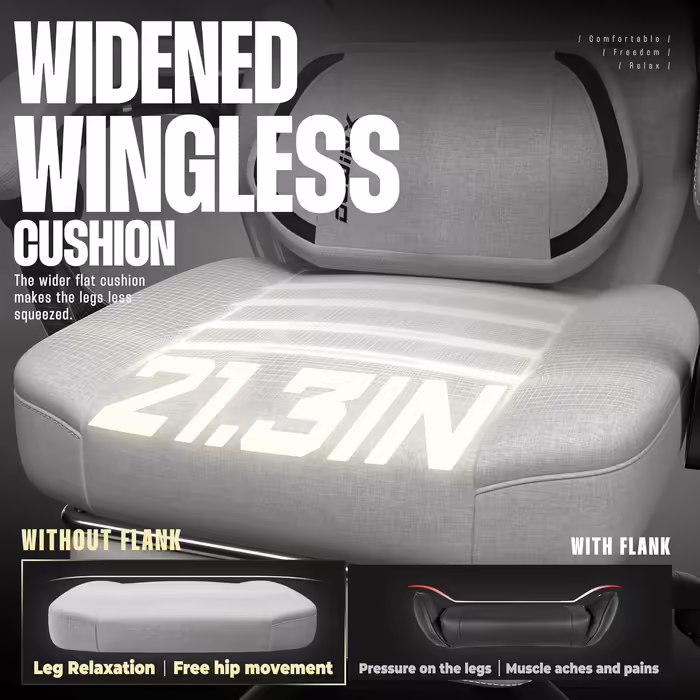 Dowinx Gaming Chair Fabric with Footrest, Large and High Gaming Chair for Heavy People, Computer/PC Gamer Chair for Adults with Massage (White Gray) Gray Fabric