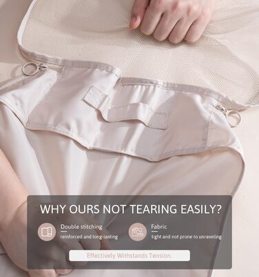 Органайзер для валізи Meowoo, 8 шт. - набір кубиків для пакування, валізні органайзери для подорожей та бізнесу, сумки для одягу, система зберігання багажу (Бежевий)