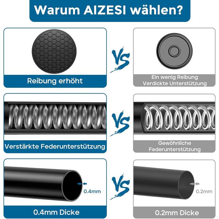 Штанга для штор без свердління AIZESI 70-120см, телескопічна, чорна, діаметр 22мм