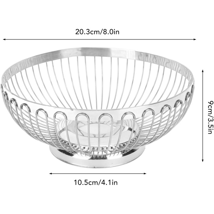 Ніжний Фруктовий Кошик з Нержавіючої Сталі, 20 см - Сучасний Дизайн для Фруктів, Овочів та Хліба