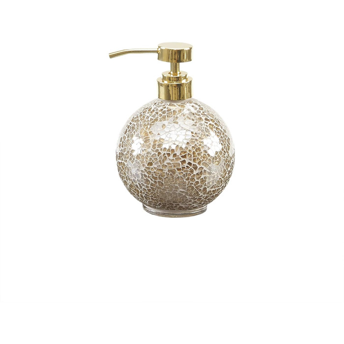 Madison Park Mosaic Bathroom Accessory Set, 4-Piece Bathroom Accessory Set with Gold Soap Dispenser, Toothbrush Holder, Tumbler, and Ring Dish