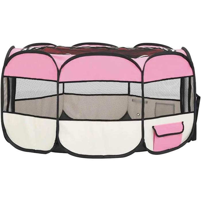 Вольєр для цуценят VidaXL, розкладний, 145x145x61 см, рожевий