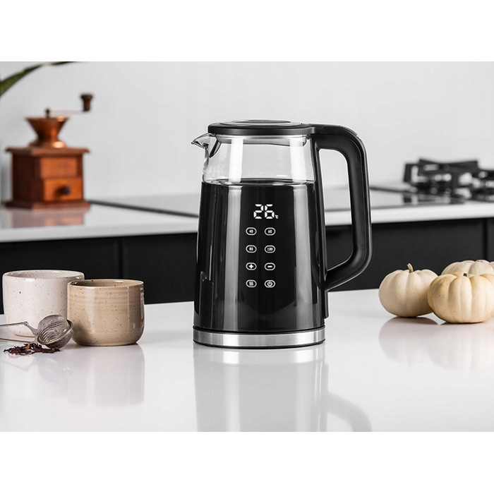 Електричний чайник Emavo з регулюванням температури, 2200 Вт, 1,7 л, чорний