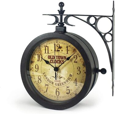 TFA Dostmann Nostalgia Wall Clock and Thermometer, Garden Clock, 60.3011, Outdoor Clock, Suitable for Outdoor Areas, Double-Sided, Antique Copper, L 270 x W 95 x H 295 mm