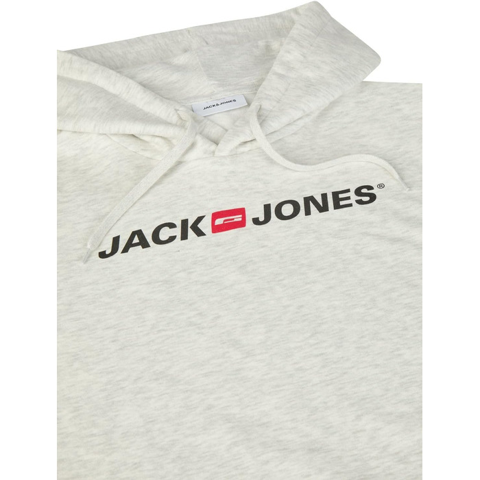 Чоловічий худі Jack & Jones JJMORTY Regular Fit з принтом, білий меланж