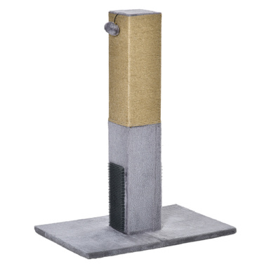 PawHut Cat Scratching Post 79cm with Jute Rope & Plush Toy - Grey for Active Play & Relaxation