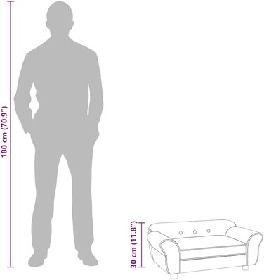 Софа для собак VidaXL, темно-блакитна, 72x45x30 см, плюшеве ліжко для собак та котів