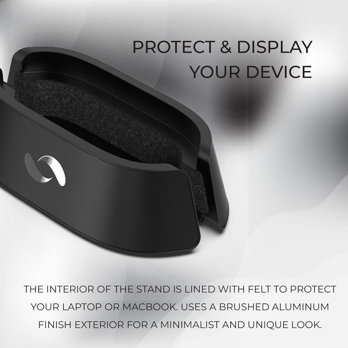 HumanCentric Adjustable Laptop Stand & Dock - Leather & Aluminum Black - Vertical Stand for MacBook Pro & Laptops (0.5' - 1.5')