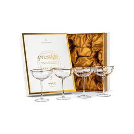 Набір з 4 склянок GLASSIQUE CADEAU Prestige для Еспресо Мартіні, дайкірі, коктейлів та шампанського. 150 мл, з золотим обідком, грановані, з довгим ніжкою.