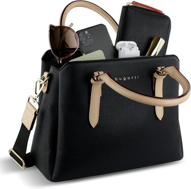 Сумка жіноча Bugatti Ella боулінг середнього розміру зі штучної шкіри, чорна